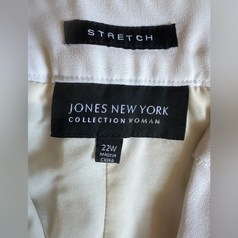 Jones N.Y. Collection Woman Stretch White Dress Pants Lined Summer Trousers 22W - Picture 6 of 15